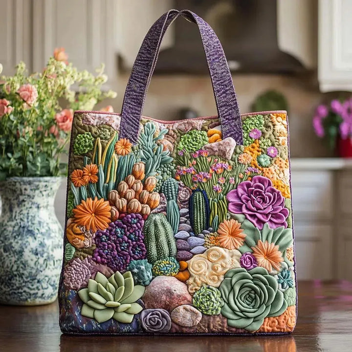 Bolso Tote Artesanal - Jardín de Suculentas