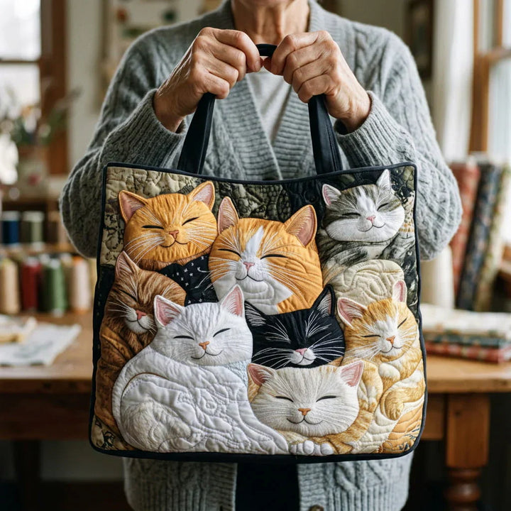 Bolso Acolchado Artesanal - Gatitos Dormidos